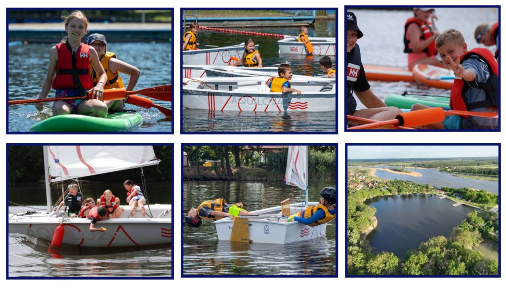 półkolonie żeglarskie aquilo24 wrocław deska SUP łódź sigma łódź Optimist Ośrodek Wały